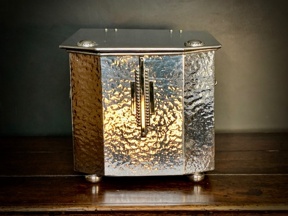 ART DECO CHROME FIRESIDE BOX / SCUTTLE