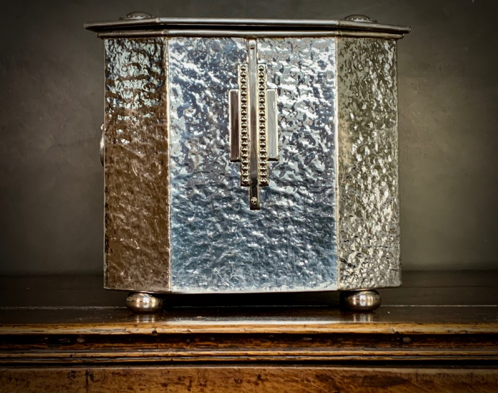 ART DECO CHROME FIRESIDE BOX / SCUTTLE View II