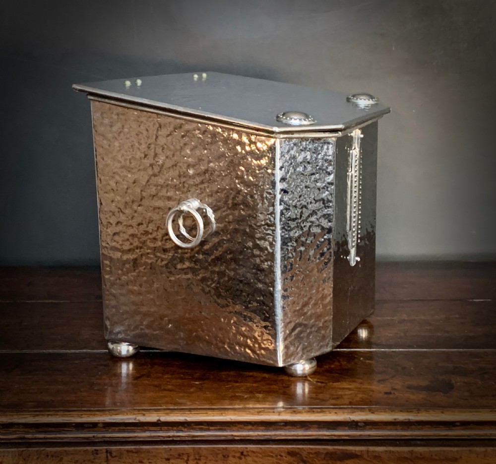ART DECO CHROME FIRESIDE BOX / SCUTTLE View III