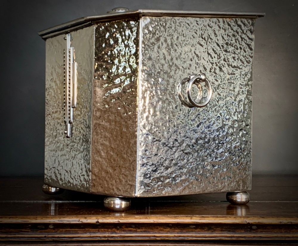 ART DECO CHROME FIRESIDE BOX / SCUTTLE View IV