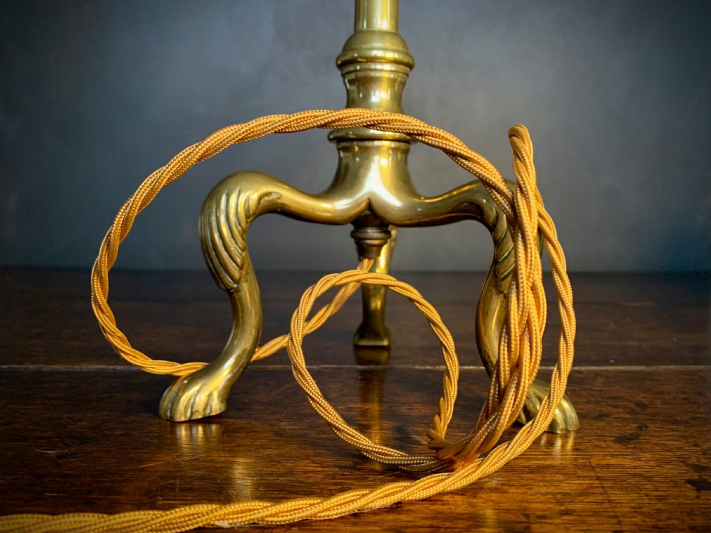 VICTORIAN EXTENDING BRASS LIBRARY TABLE LAMP View VIII
