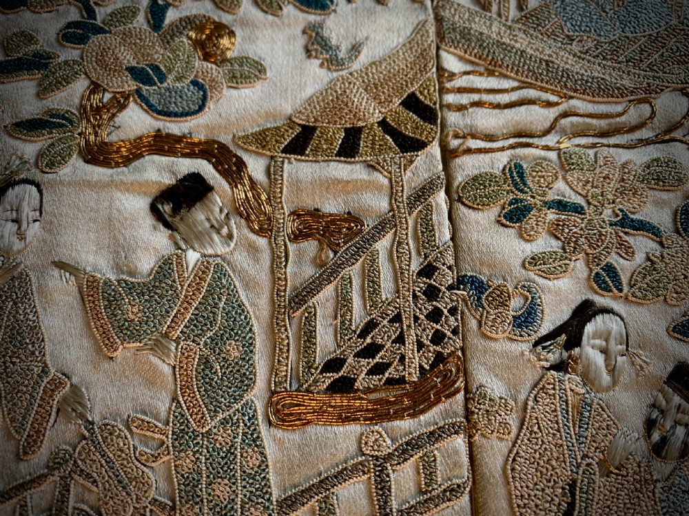 CHINESE SILK EMBROIDERED KIMONO PANELS - 19TH CENTURY View VI