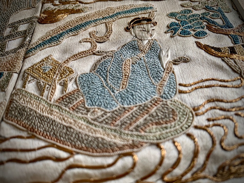 CHINESE SILK EMBROIDERED KIMONO PANELS - 19TH CENTURY View X