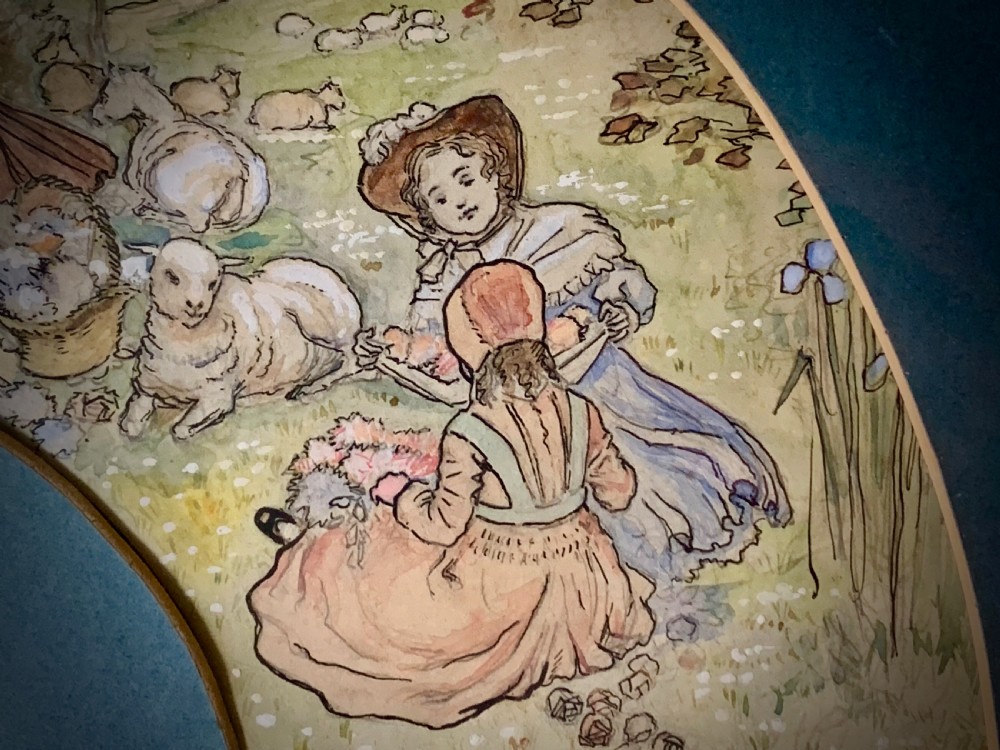 INK AND WATERCOLOUR PAINTING, FAN DESIGN BY ILLUSTRATOR FN BURSILL -  1904 View VI
