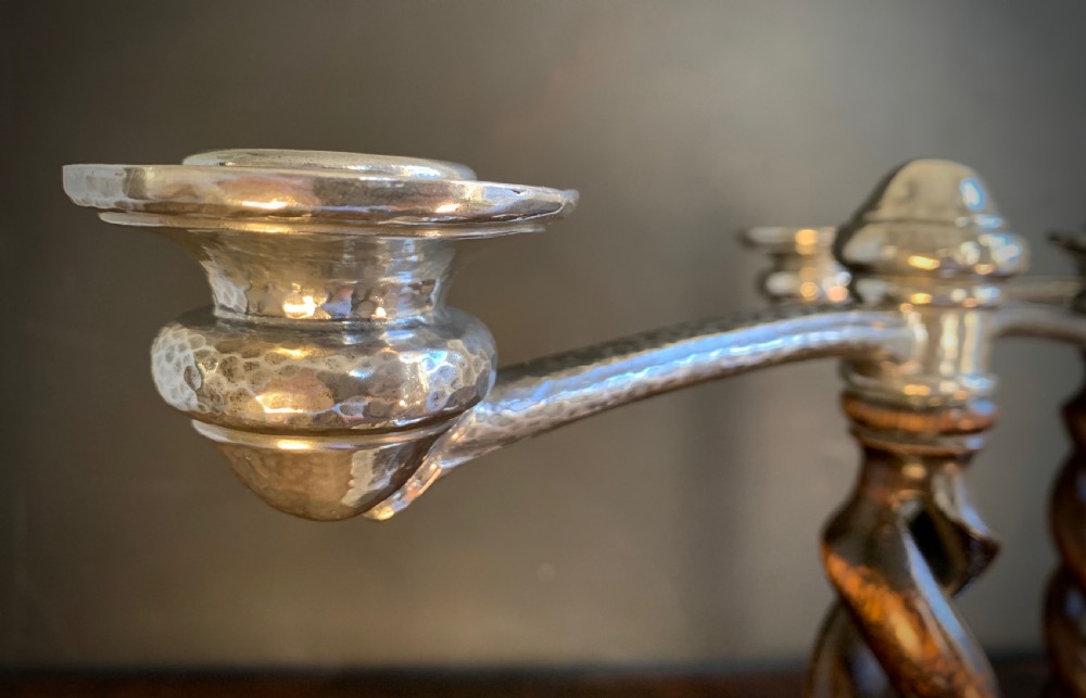 PAIR OF LIBERTY TUDRIC ARTS AND CRAFTS CANDELABRA View V