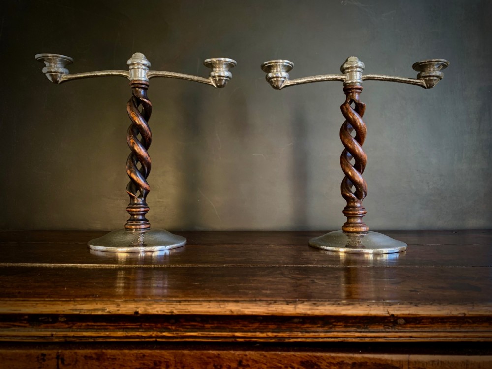PAIR OF LIBERTY TUDRIC ARTS AND CRAFTS CANDELABRA circa 1910