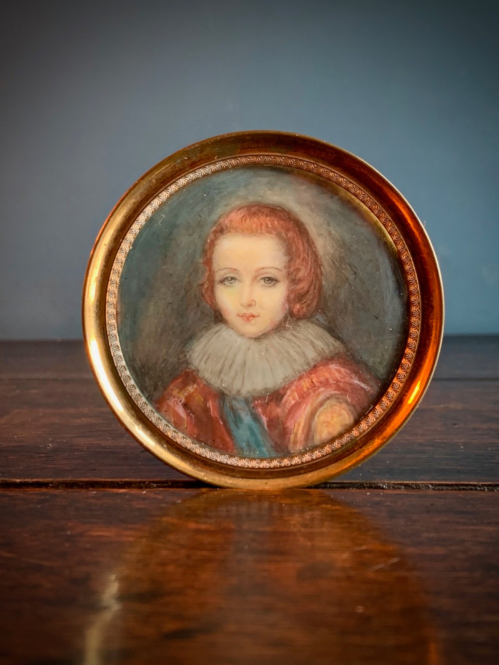 MINIATURE PORTRAIT - WATERCOLOUR PAINTING ON CELLULOID OF HENRY PRINCE OF WALES - ELDER BROTHER TO CHARLES 1 - circa 1900 View IV