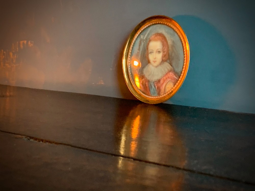 MINIATURE PORTRAIT - WATERCOLOUR PAINTING ON CELLULOID OF HENRY PRINCE OF WALES - ELDER BROTHER TO CHARLES 1 - circa 1900 View V