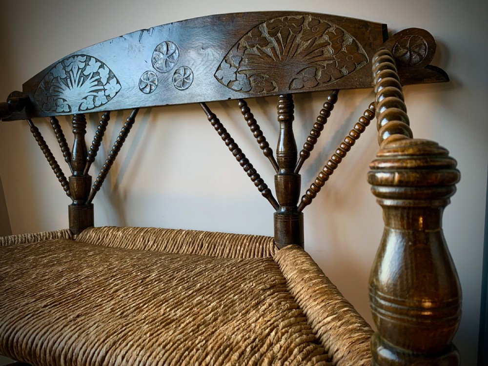 ARTS AND CRAFTS, TWO SEATER BOBBIN BENCH - DUTCH, EARLY 20TH CENTURY View IV