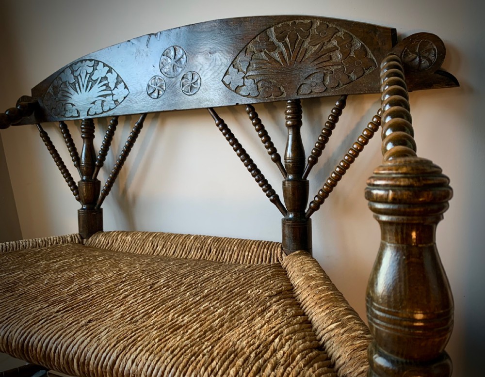 ARTS AND CRAFTS, TWO SEATER BOBBIN BENCH - DUTCH, EARLY 20TH CENTURY View XV