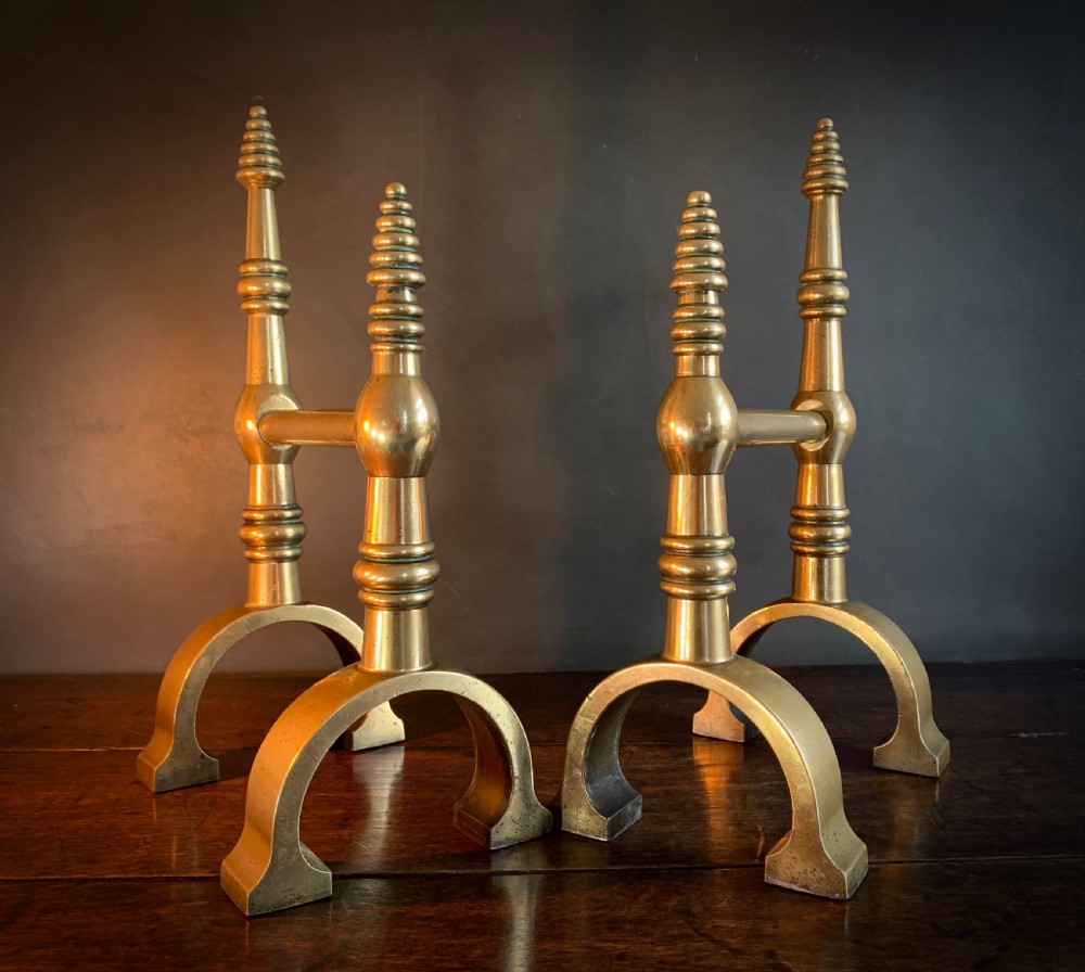 PAIR OF GOTHIC REVIVAL FIRE DOGS or ANDIRONS