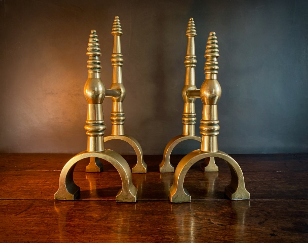 PAIR OF GOTHIC REVIVAL FIRE DOGS or ANDIRONS View II