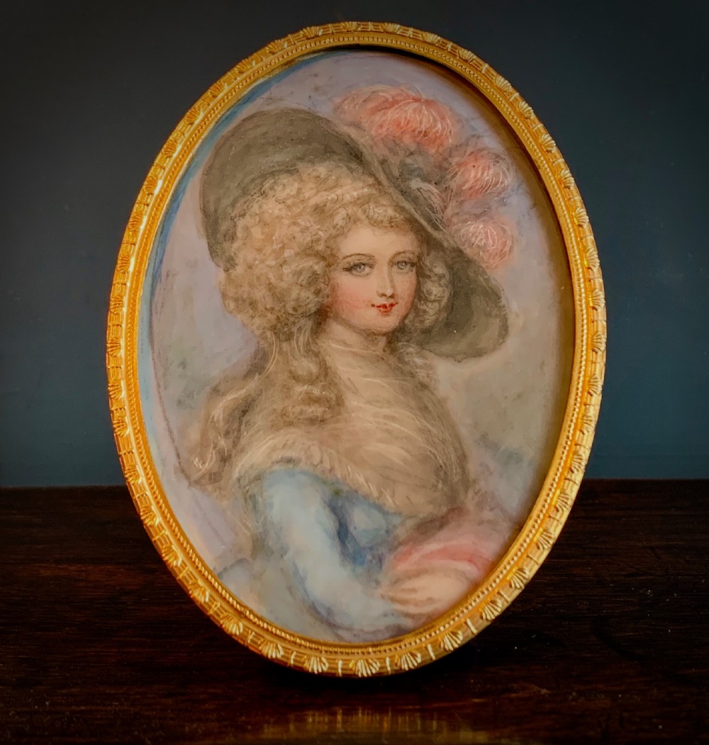 MINIATURE PORTRAIT ON CELLULOID - EDWARDIAN CIRCA 1900.
