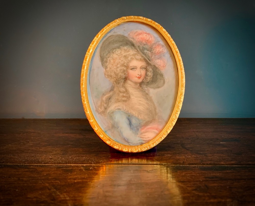 MINIATURE PORTRAIT ON CELLULOID - EDWARDIAN CIRCA 1900. View III