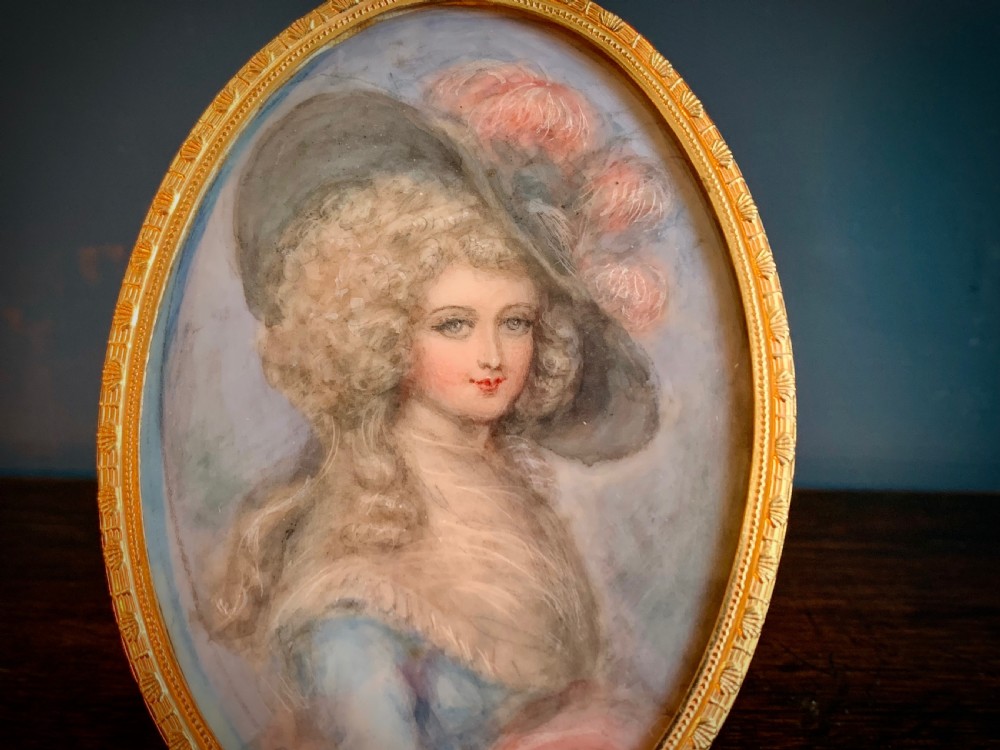 MINIATURE PORTRAIT ON CELLULOID - EDWARDIAN CIRCA 1900. View VI