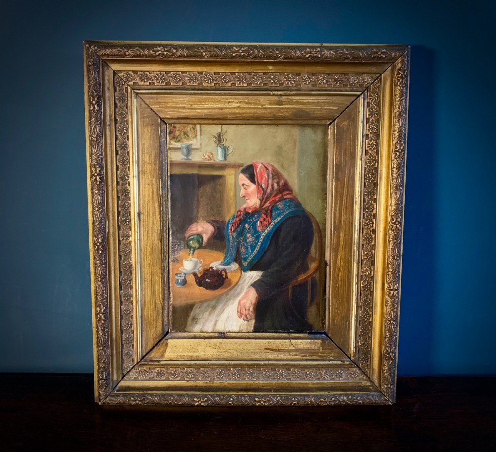 OIL PAINTING - STUDY OF AN OLD WOMAN - ENGLISH, 19TH CENTURY.
