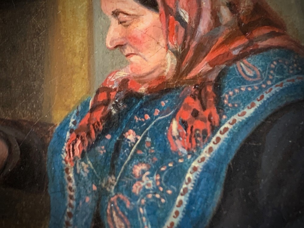OIL PAINTING - STUDY OF AN OLD WOMAN - ENGLISH, 19TH CENTURY. View VIII