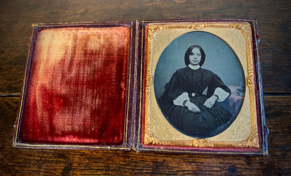 LEATHER CASED PICTURE FRAME  WITH AMBROTYPE PHOTOGRAPH - 19TH CENTURY. View III