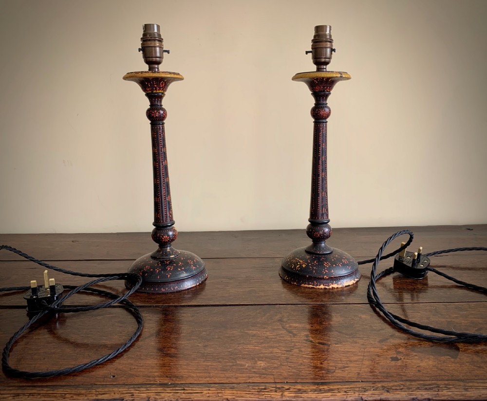 PAIR OF KASHMIRI POLYCHROME TABLE LAMPS - EARLY 20TH CENTURY View XII