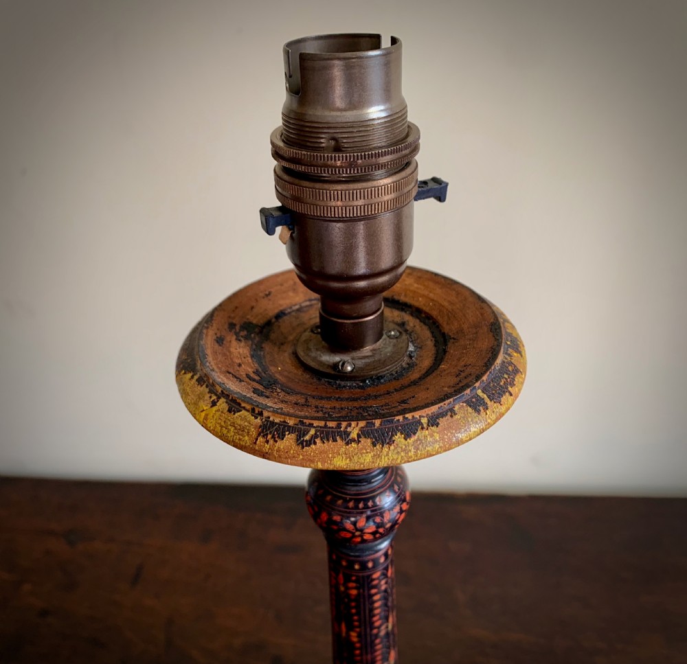 PAIR OF KASHMIRI POLYCHROME TABLE LAMPS - EARLY 20TH CENTURY View XVIII
