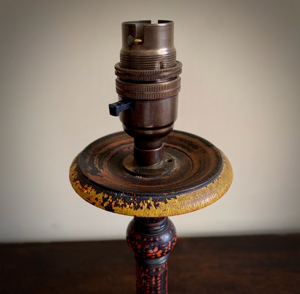 PAIR OF KASHMIRI POLYCHROME TABLE LAMPS - EARLY 20TH CENTURY View XIX