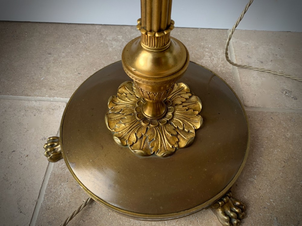 BRASS FLOOR LAMP WITH THREE BRANCH ARMS. View IX