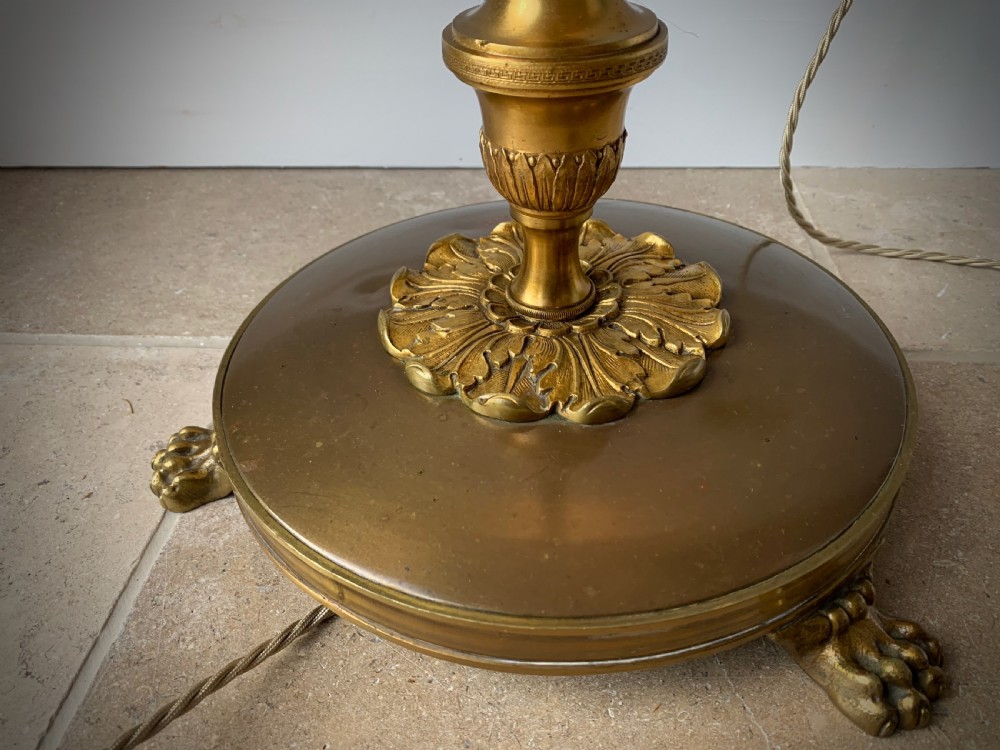 BRASS FLOOR LAMP WITH THREE BRANCH ARMS. View XIII