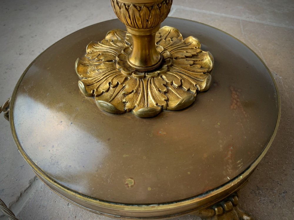 BRASS FLOOR LAMP WITH THREE BRANCH ARMS. View XIV