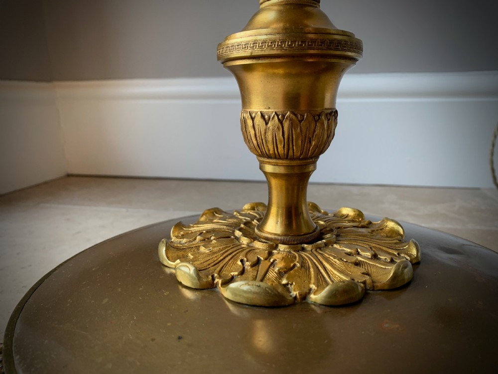 BRASS FLOOR LAMP WITH THREE BRANCH ARMS. View XV