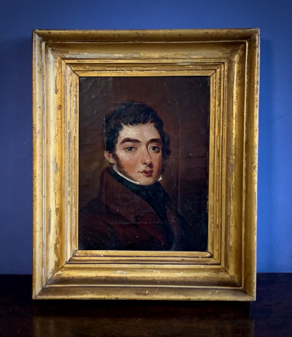 GEORGIAN OIL PAINTING - PORTRAIT STUDY OF A YOUNG MAN View III