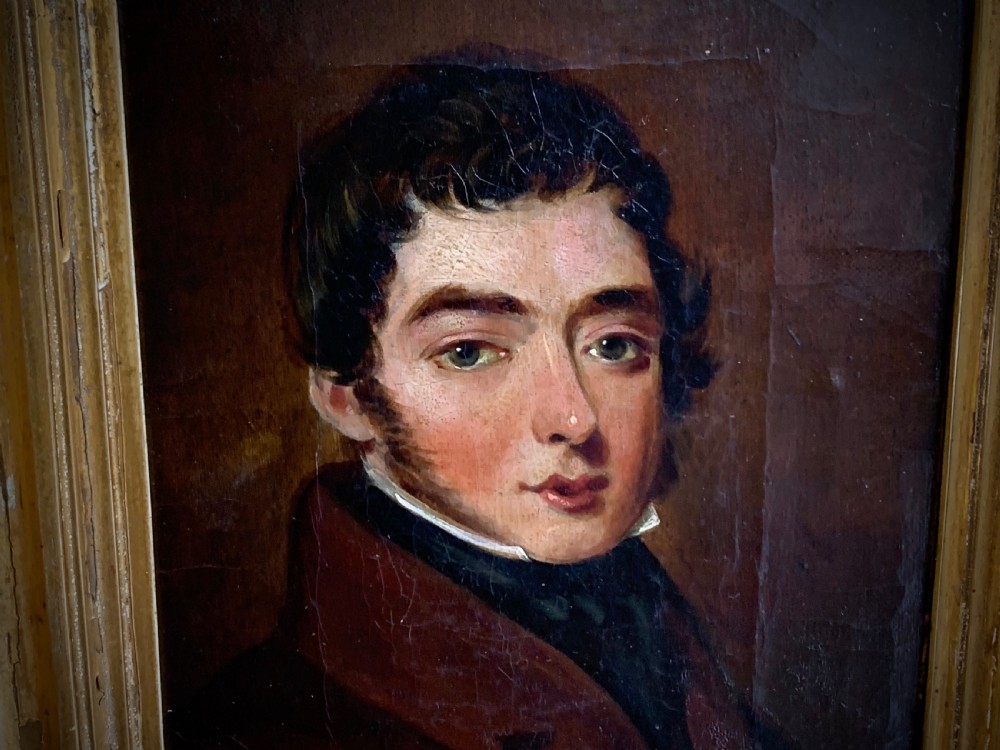 GEORGIAN OIL PAINTING - PORTRAIT STUDY OF A YOUNG MAN View V
