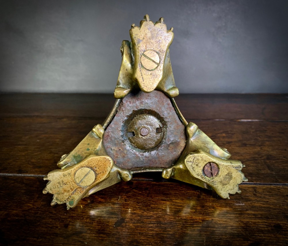 VERY  UNUSUAL BRASS ALTAR CROSS WITH CONSECRATION BELLS View X