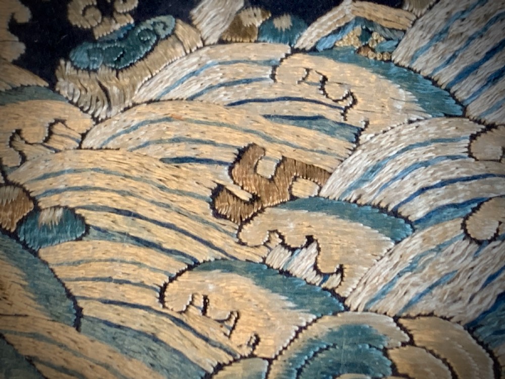 CHINESE EMBROIDERED SILK OFFICIAL'S RANK BADGE - MANDARIN DUCK - QUING DYNASTY  (1644 - 1911) View IV