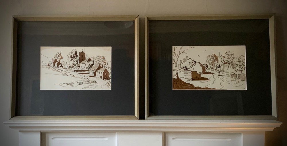 PAIR OF PEN INK AND WASK DRAWINGS - ENGLISH, EARLY 19TH CENTURY