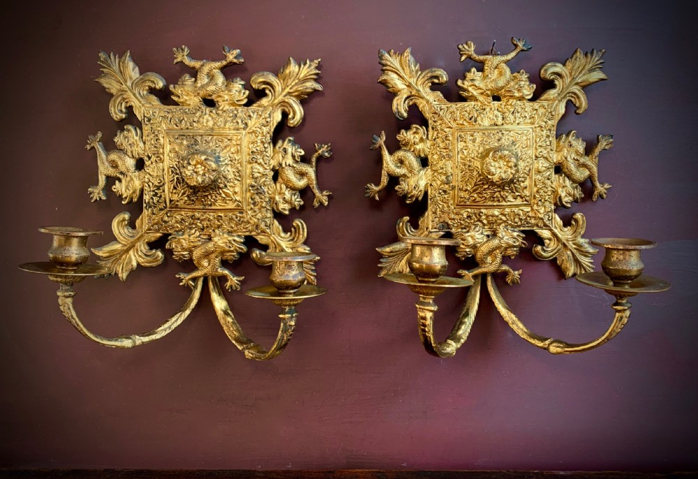 GILDED BRONZE CANDLE SCONCES - FRENCH, EARLY 19TH CENTURY