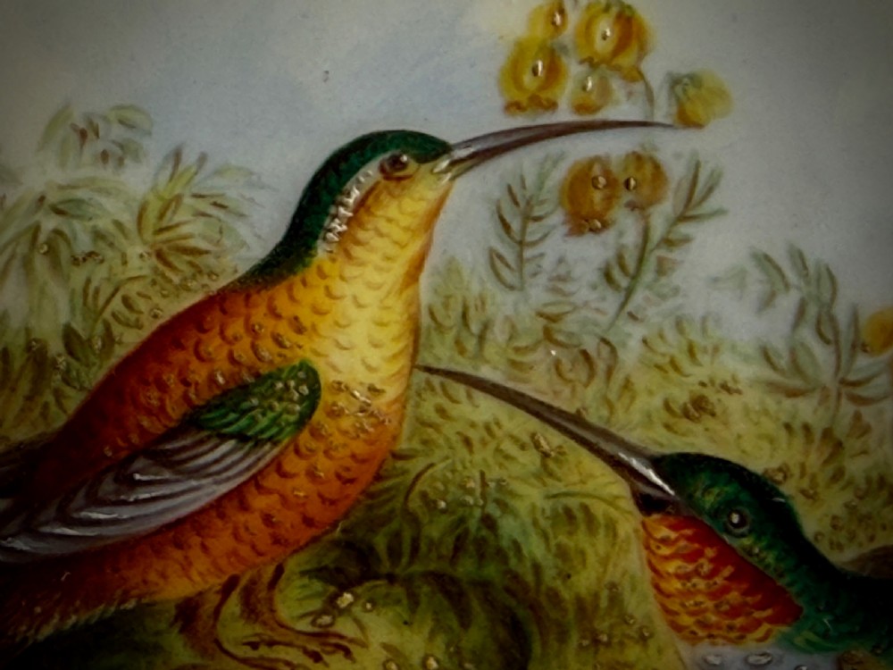 PAINTED PORCELAIN PANEL of HUMMINGBIRDS - ATTRIBUTED TO JOHN RANDALL - 19TH CENTURY View III