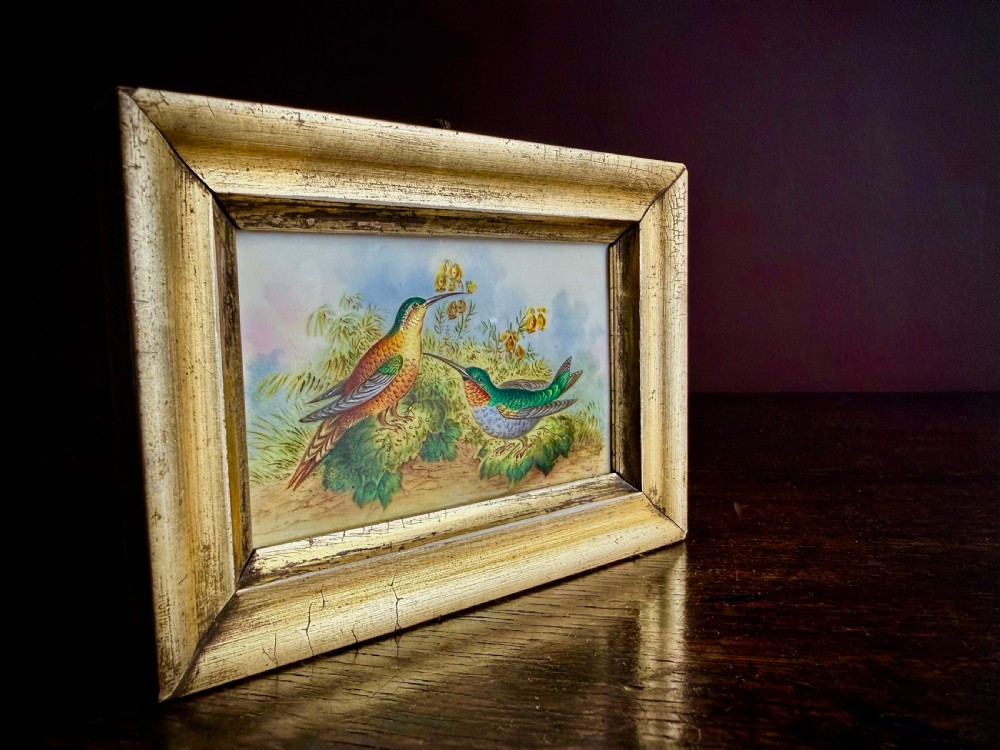 PAINTED PORCELAIN PANEL of HUMMINGBIRDS - ATTRIBUTED TO JOHN RANDALL - 19TH CENTURY View V