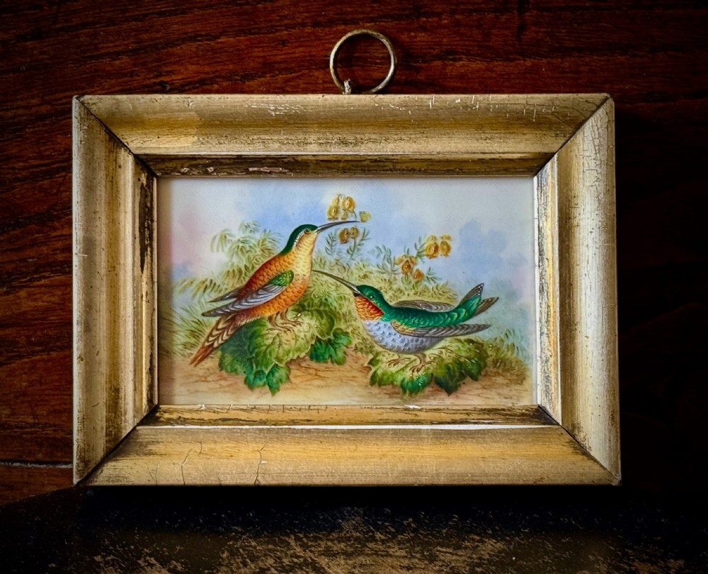PAINTED PORCELAIN PANEL of HUMMINGBIRDS - ATTRIBUTED TO JOHN RANDALL - 19TH CENTURY View VI