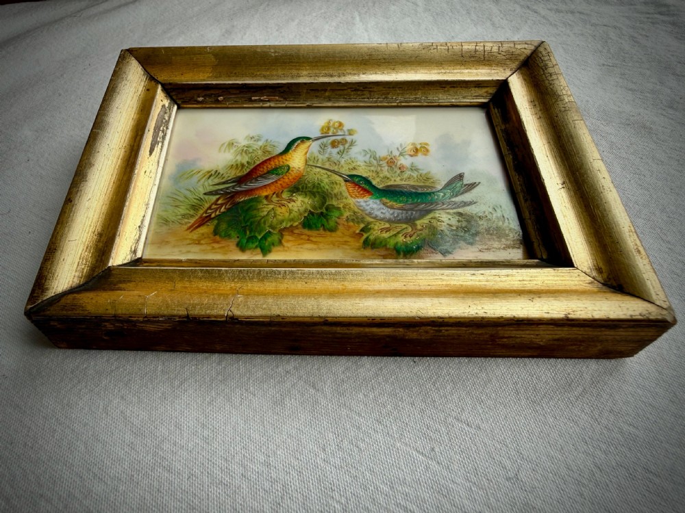 PAINTED PORCELAIN PANEL of HUMMINGBIRDS - ATTRIBUTED TO JOHN RANDALL - 19TH CENTURY View VIII