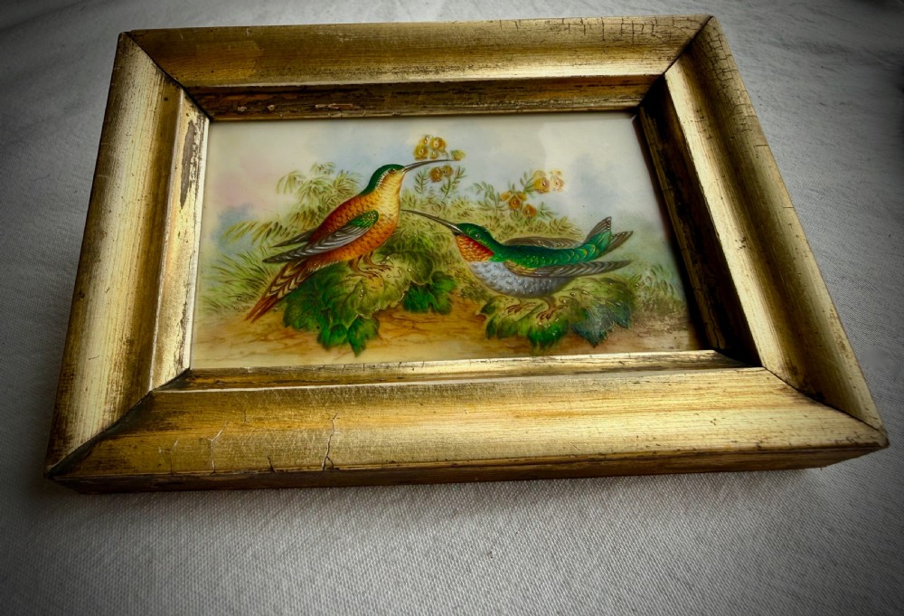 PAINTED PORCELAIN PANEL of HUMMINGBIRDS - ATTRIBUTED TO JOHN RANDALL - 19TH CENTURY View IX