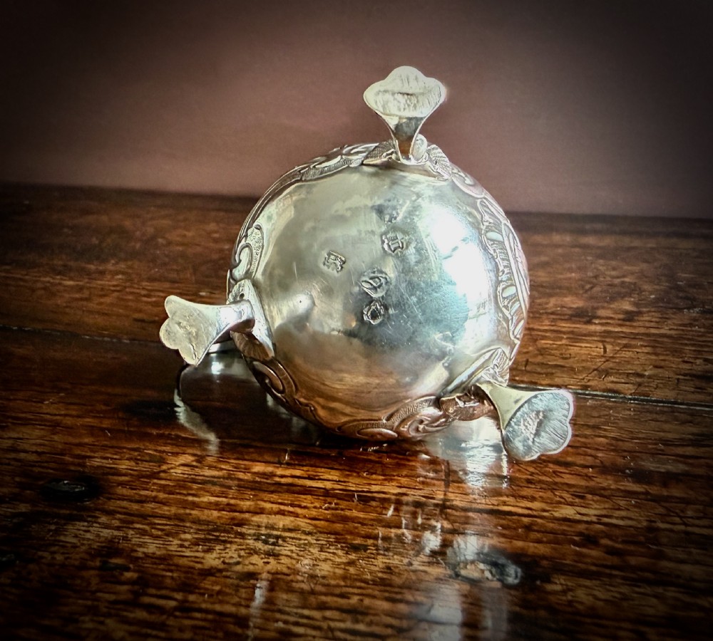 GEORGE II STIRLING SILVER THREE FOOTED CREAM JUG by GEORGE CAMPAR OF LONDON - 1755 View X