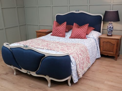 french antique kingsize 5' 150cm upholstered bed mattress - CATEGORY: ANTIQUE BEDS - DATED 1900