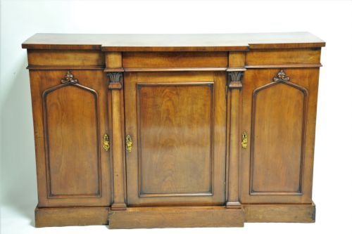 SUPERB ANTIQUE MAHOGANY THREE DOOR BREAKFRONT SIDE CABINET - ADDITIONAL PHOTO 1
