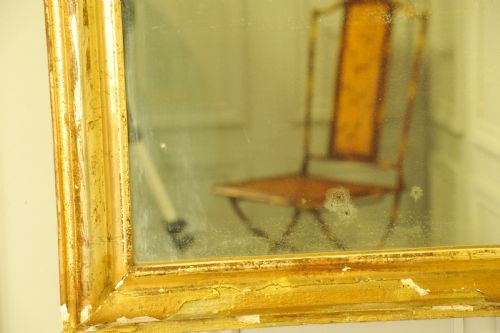 A VERY LARGE ANTIQUE FRENCH 19C GILT GESSO WALL HANGING MIRROR - ADDITIONAL PHOTO 9