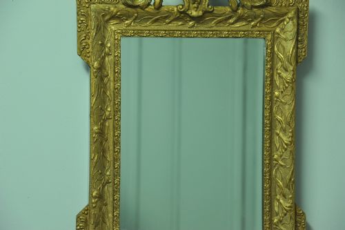 ANTIQUE 19C FRENCH GILT GESSO WALL MIRROR - ADDITIONAL PHOTO 1