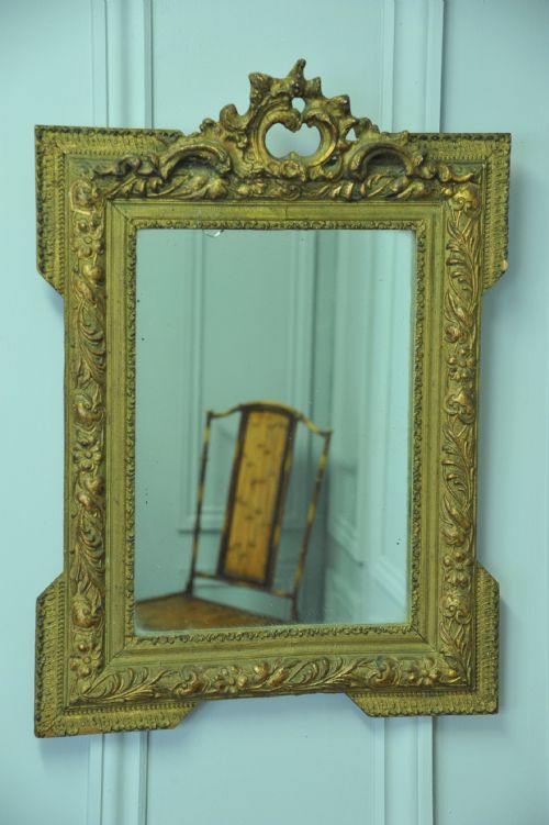 antique 19c french gilt gesso wall mirror - CATEGORY: ANTIQUE MIRRORS - DATED 19TH CENTURY