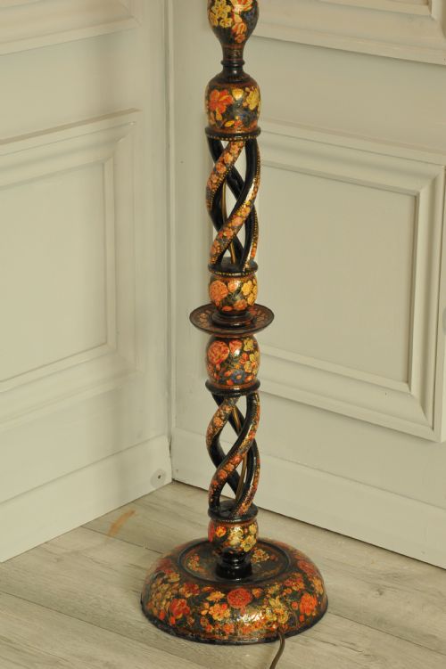 ASTONISHINGLY RARE ANTIQUE KASHMIRI FLOOR STANDING OPEN TWIST LAMP - ADDITIONAL PHOTO 4