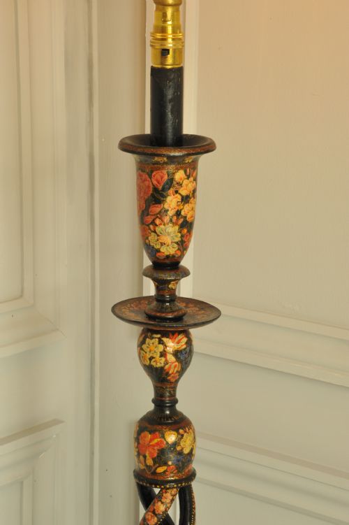 ASTONISHINGLY RARE ANTIQUE KASHMIRI FLOOR STANDING OPEN TWIST LAMP - ADDITIONAL PHOTO 5
