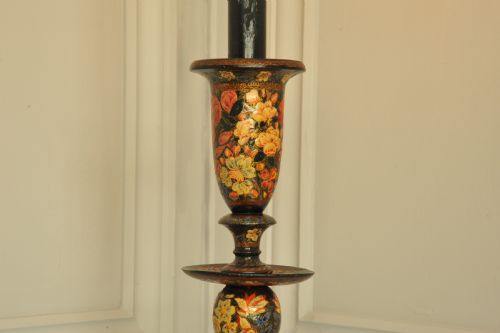 ASTONISHINGLY RARE ANTIQUE KASHMIRI FLOOR STANDING OPEN TWIST LAMP - ADDITIONAL PHOTO 11