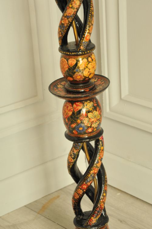 ASTONISHINGLY RARE ANTIQUE KASHMIRI FLOOR STANDING OPEN TWIST LAMP - ADDITIONAL PHOTO 12